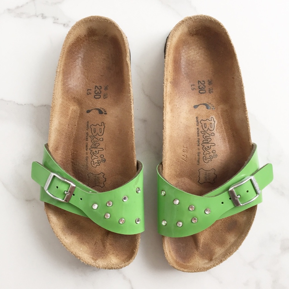 Birkenstock Birki’s green patent leather sandals